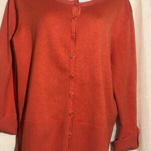 Women's Orange Button-Up Sweater